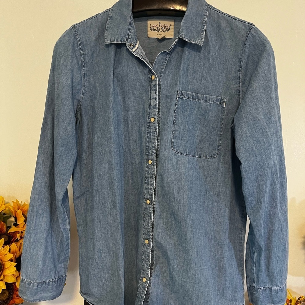 Girl Krazy Light Blue Denim Men's Shirt - Picture 4 of 4